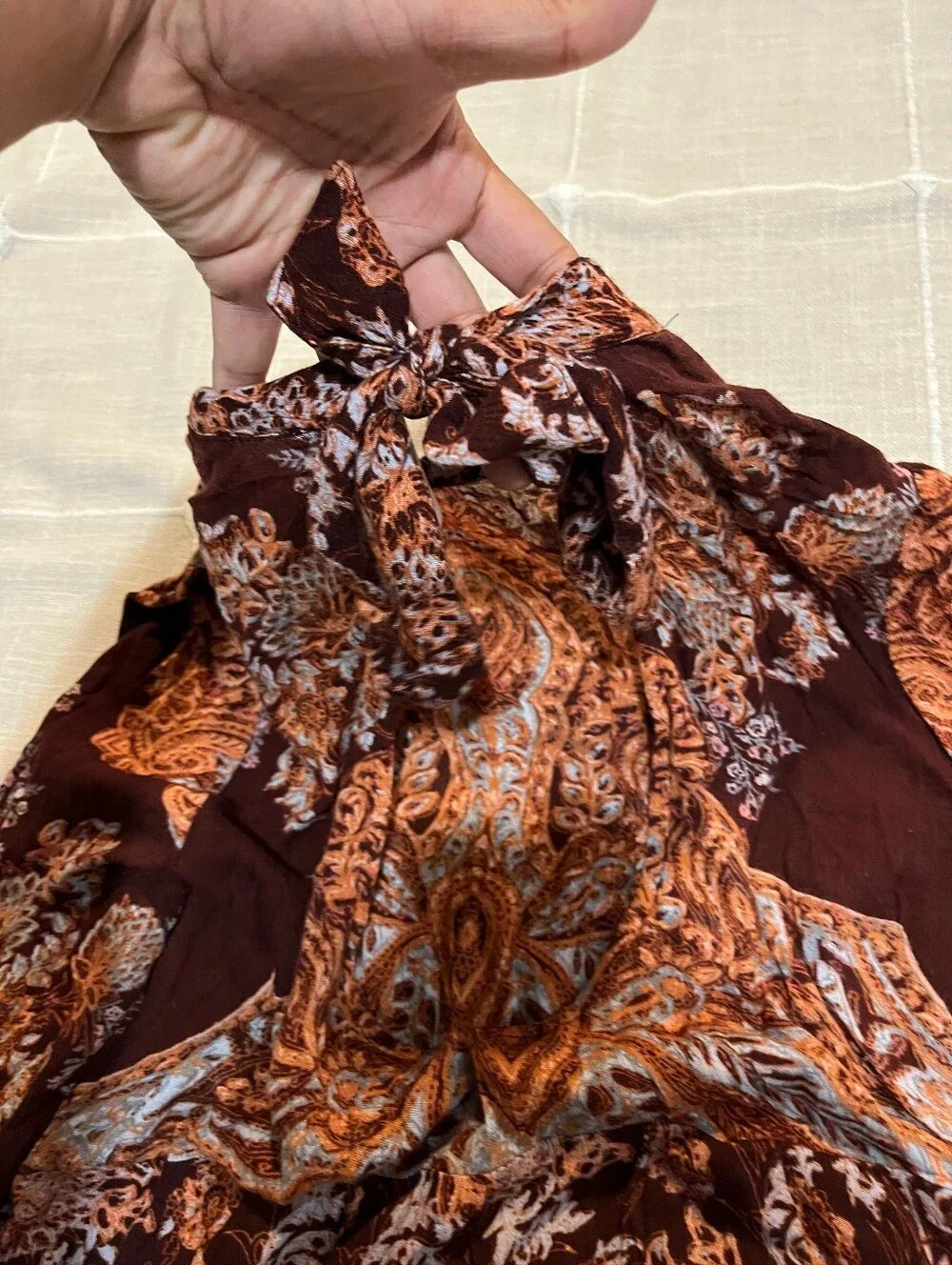 Free People Rust & Burgundy Paisley Long-Sleeve Mini Dress